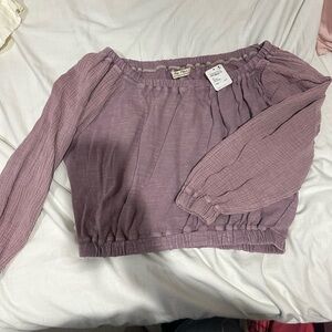 FREE PEOPLE Lavender Off-Shoulder Blouse